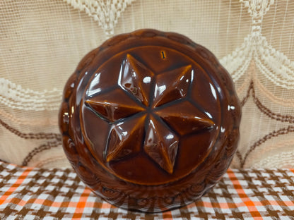 Vintage keramieken puddingvorm bruin stervorm 19 cm