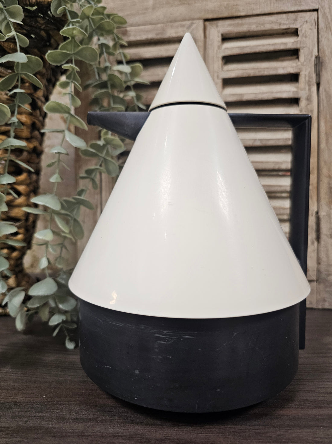 Vintage thermoskan Emsa Rio – zwart/wit, jaren 80, West Germany