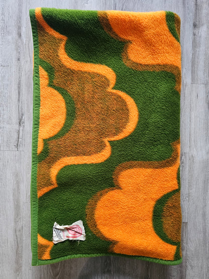 Zaalberg Dralon deken met groen en oranje patroon 220 x 180 cm