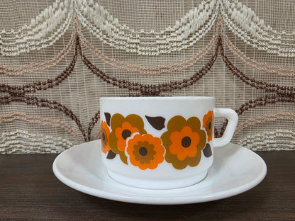 Arcopal France Lotus kop en schotel oranje/bruin