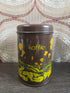 Brabantia Boterbloem koffieblik uit de jaren 70, bruin met gele bloemen
