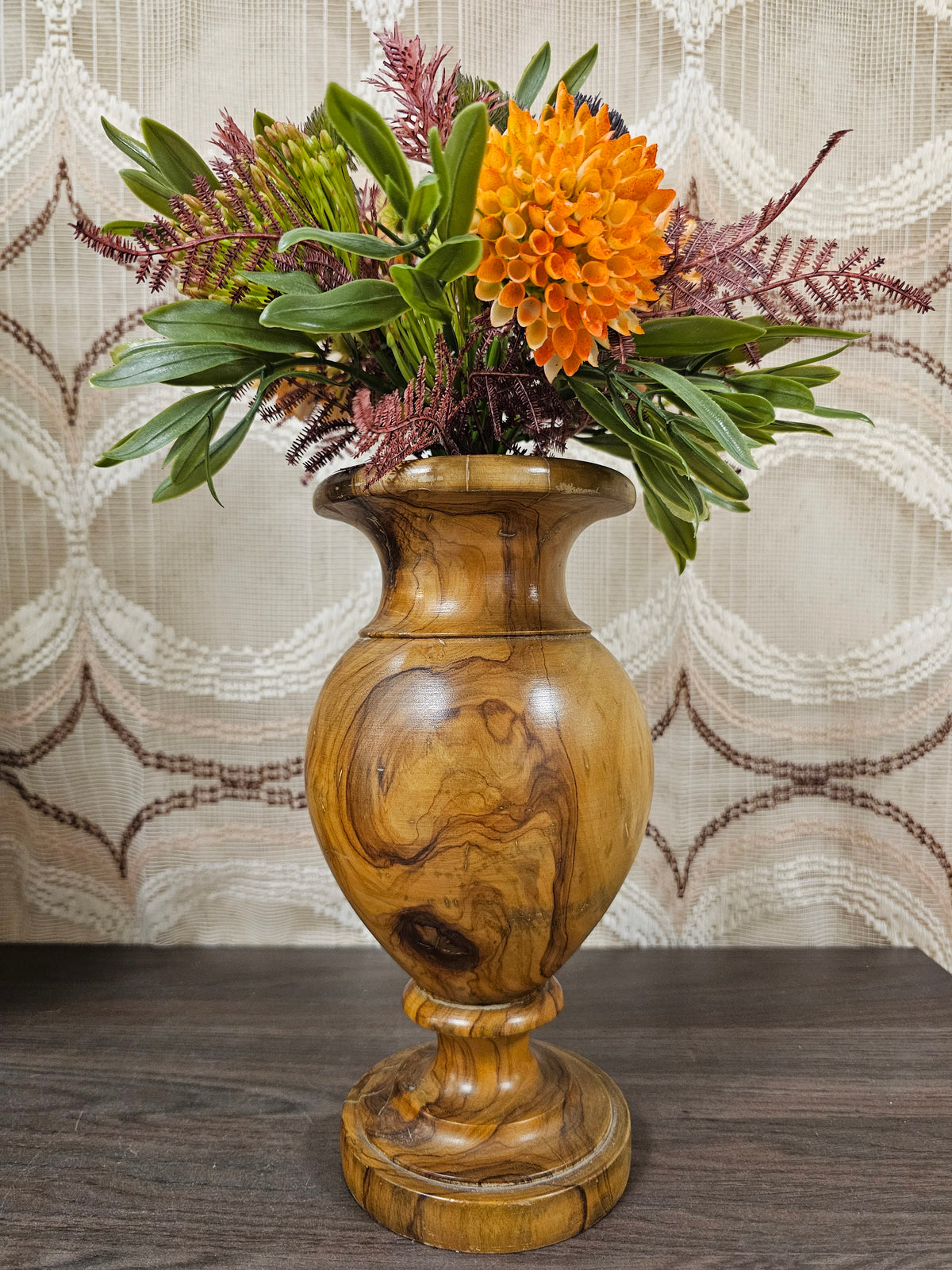 Houten vaas vintage 23,5 cm