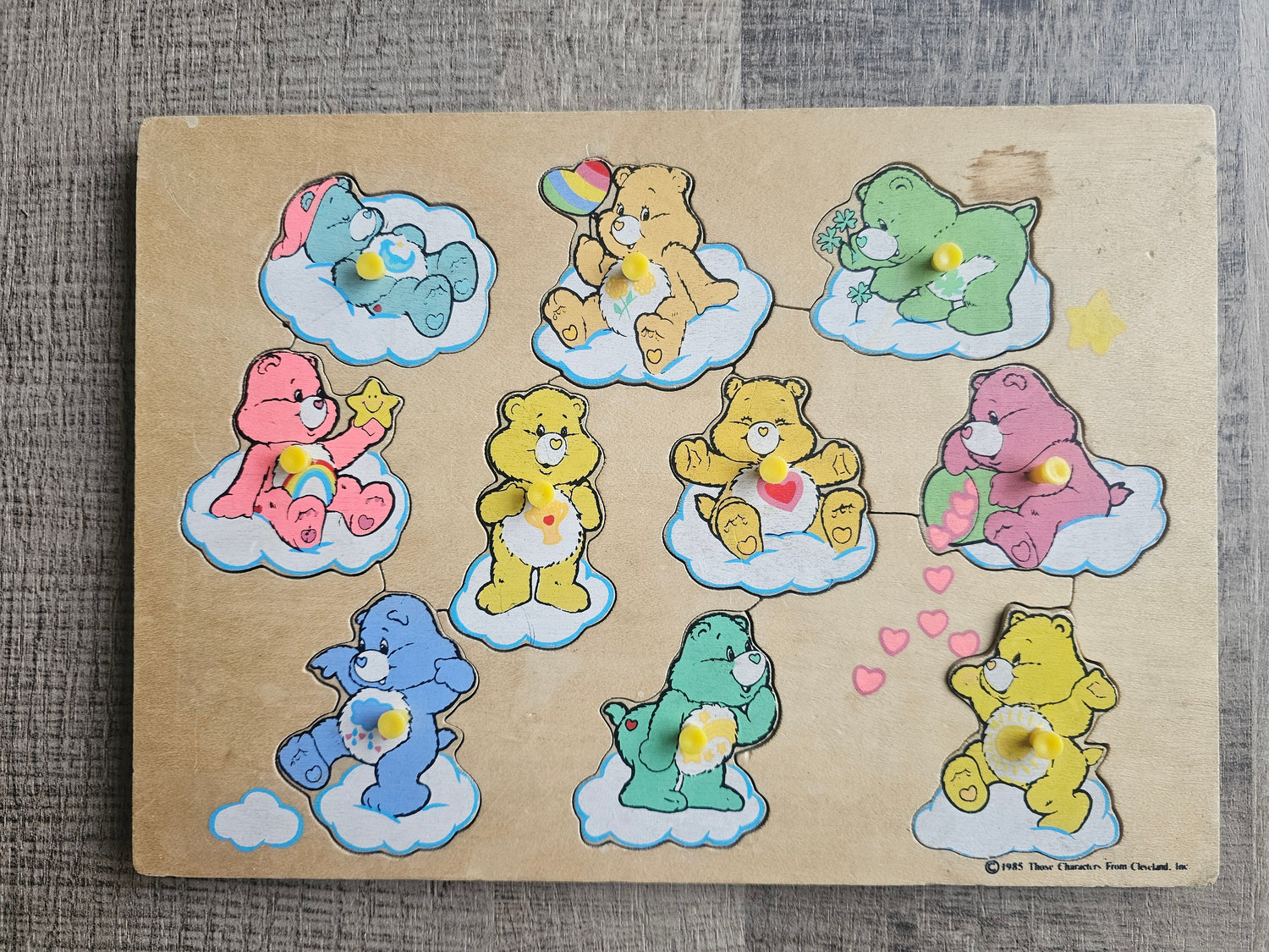 Troetelberen vintage houten puzzel 1985 Care Bears speelgoed