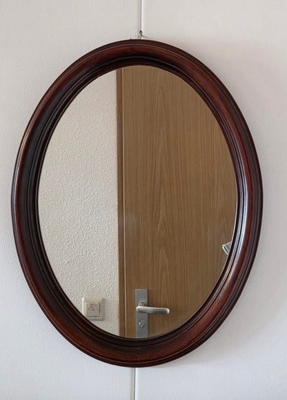 Vintage ovale spiegel met houten lijst