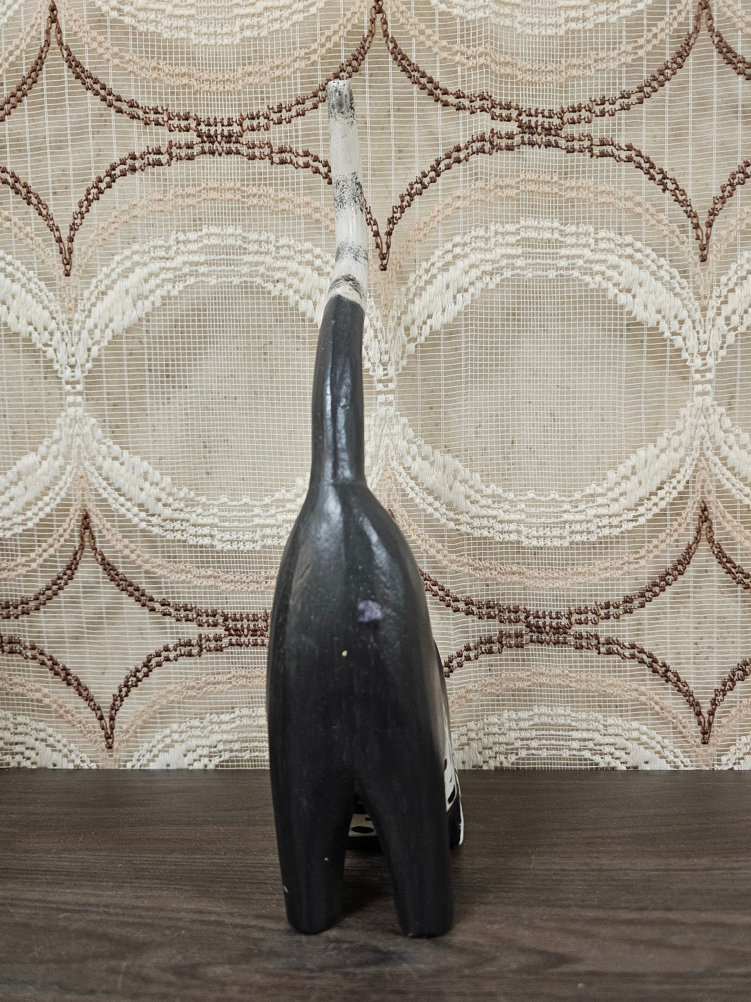 Handgesneden houten kattenbeeld zwart – 32,5 cm