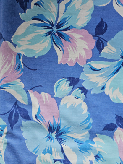 Vintage laken met bloemenprint blauw-paars 240x156 cm + sloop