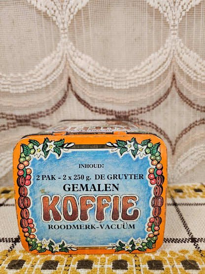 Vintage De Gruyter koffieblik oranje  2x 250 gram