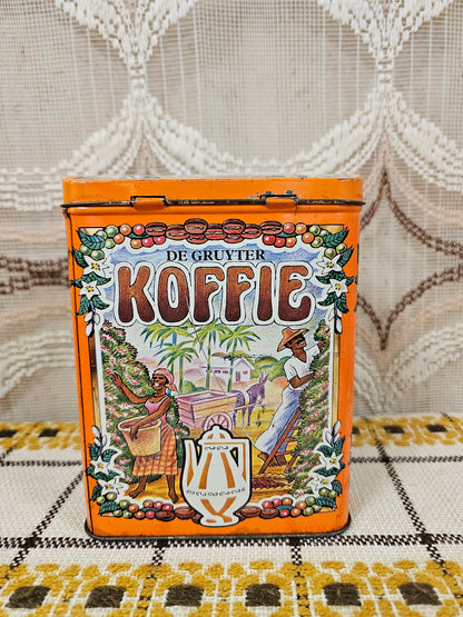 Vintage De Gruyter koffieblik oranje  2x 250 gram