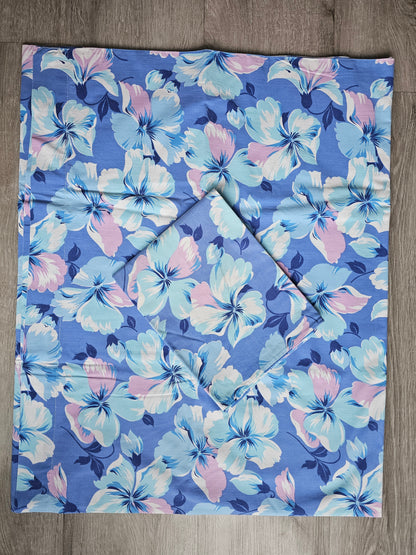 Vintage laken met bloemenprint blauw-paars 240x156 cm + sloop