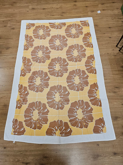 Gebloemd laken bruin oranje 200 x 135 cm
