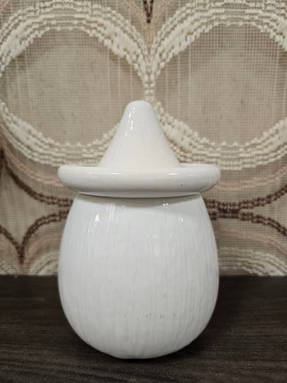 Vintage keramiek koffiepot met gezicht wit