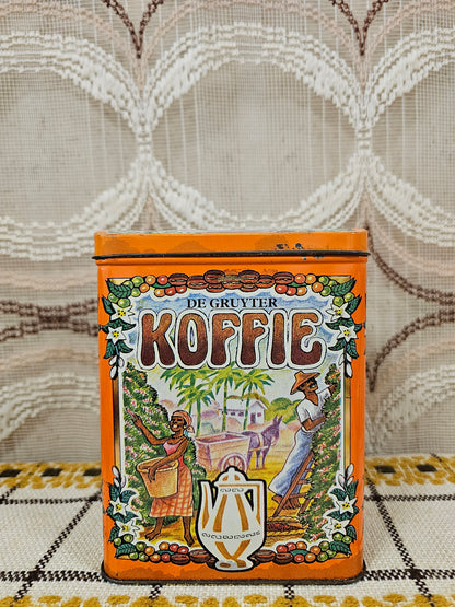 Vintage De Gruyter koffieblik oranje  2x 250 gram