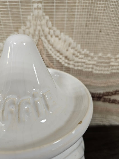 Vintage keramiek koffiepot met gezicht wit