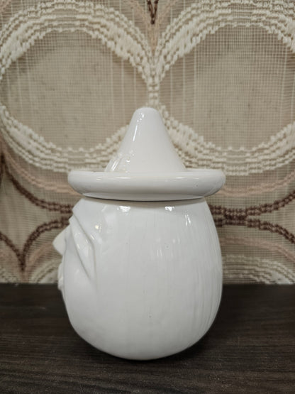 Vintage keramiek koffiepot met gezicht wit