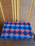 Vintage Dralon babydeken ledikant oranje blauw