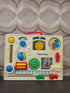 Blauw Fisher-Price activity center met wieltjes, schuifjes en spiegeltje