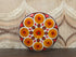 Vintage rond blik met cirkelpatroon