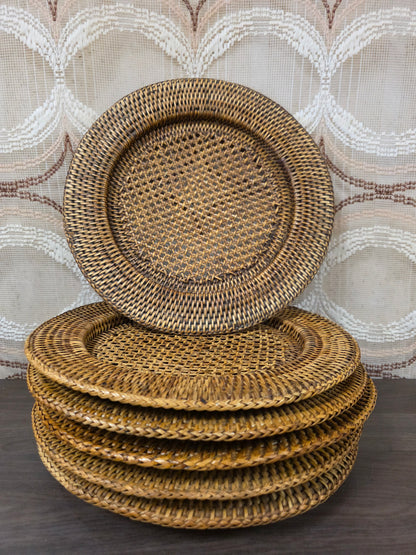 Vintage rotan onderborden 31,5 cm