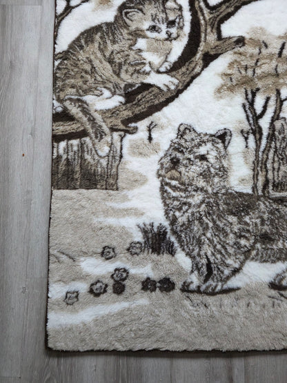 Detail van hond, kat en bloemen op de zachte deken
